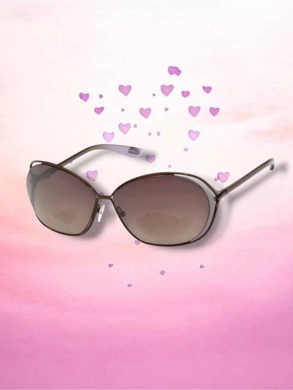 🆕💗TOM FORD Cut-Out Metal Acetate Oversized Sunglasses, BROWN, Bronze Frame, NWT